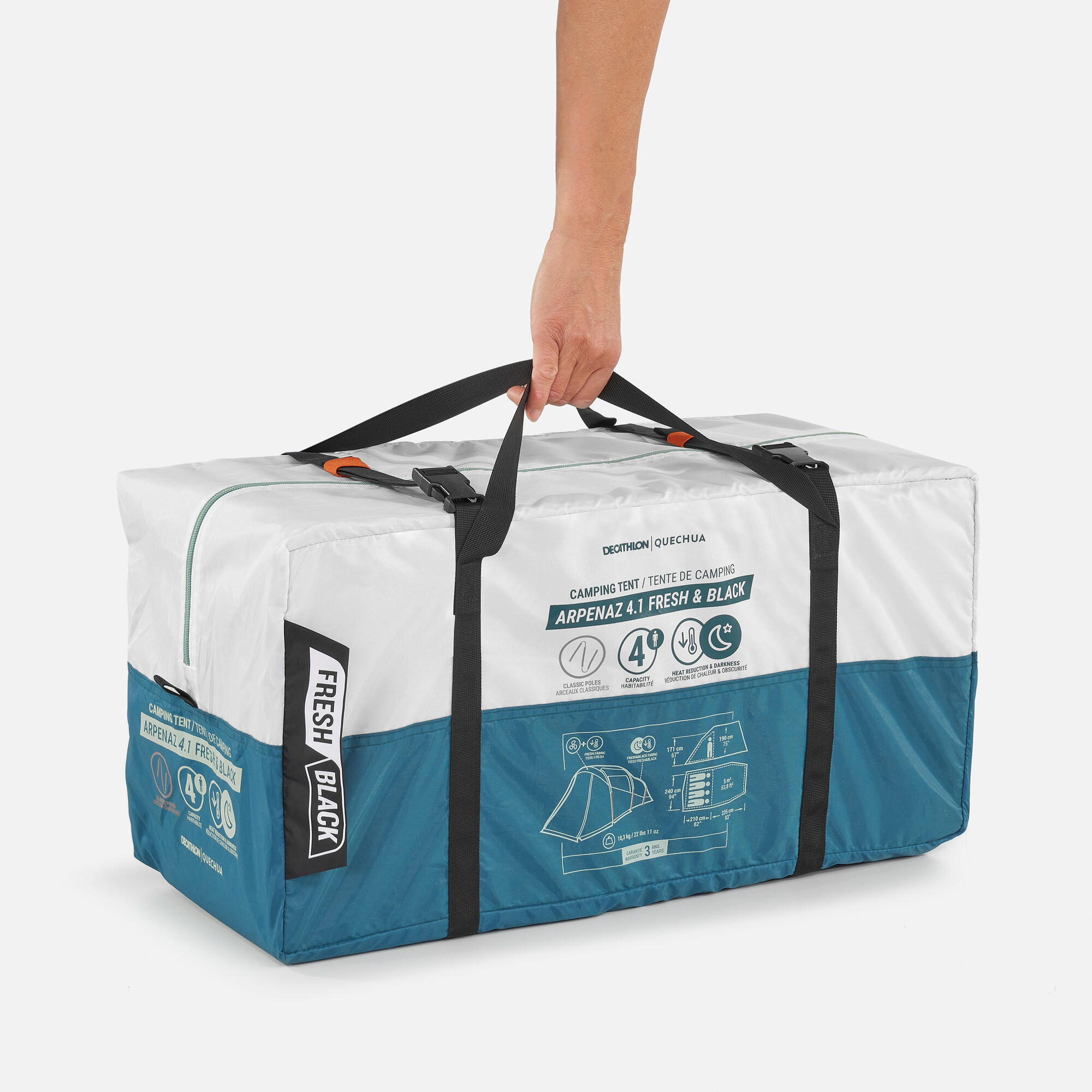 Quechua Arpenaz Fresh & Black Family Camping Tent 4 Person 1 Bedroom - Image 2