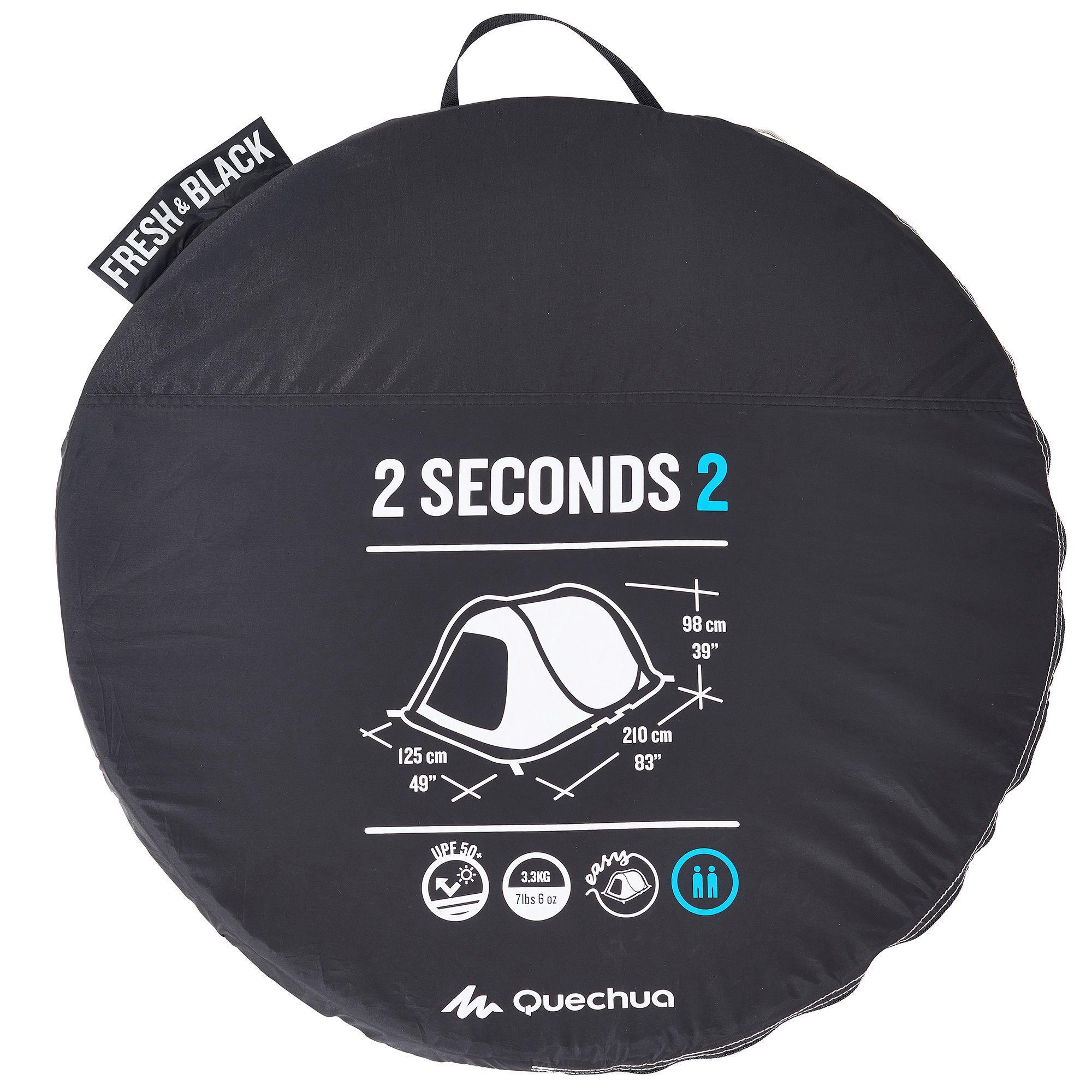 Quechua 2 Second Fresh & Black Waterproof Pop Up Camping Tent 2 Person - Image 2